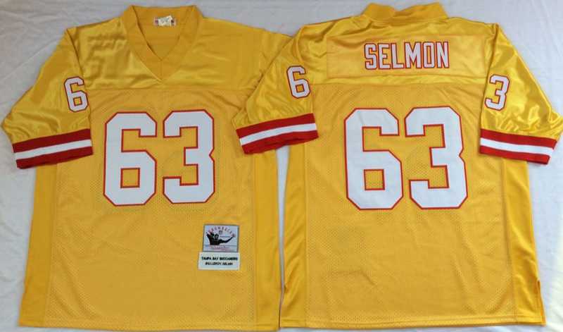 Buccaneers 63 Lee Roy Selmon Yellow M&N Throwback Jersey